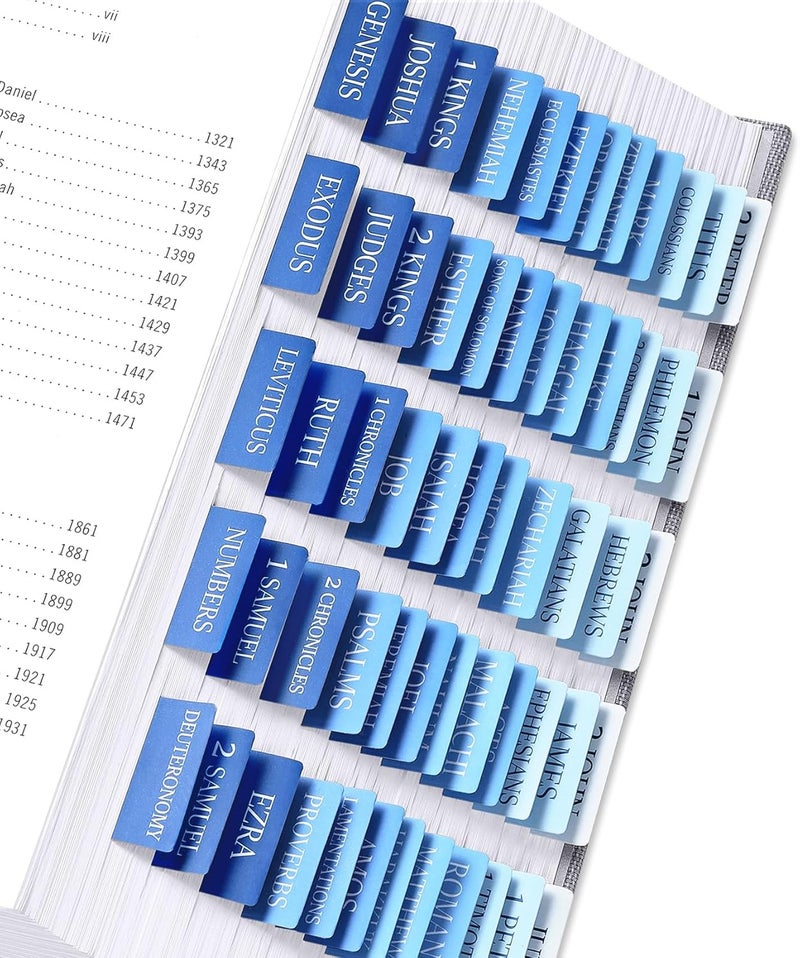 Taja Bible Tabs for Women & Men, Laminated Bible Tabs for Study Bible, Large Print Neutral Bible Tabs for Easy Navigation, Bible Index Tabs, 66 Tabs Old & New Testament, Extra 9 Blank Tabs - Ocean Serenity - Image 1